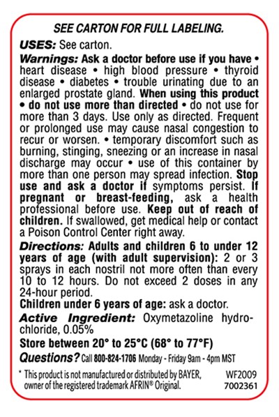 Principal Display Panel- Bottle Back Label (Original Nasal Spray Back Bottle Label 01)